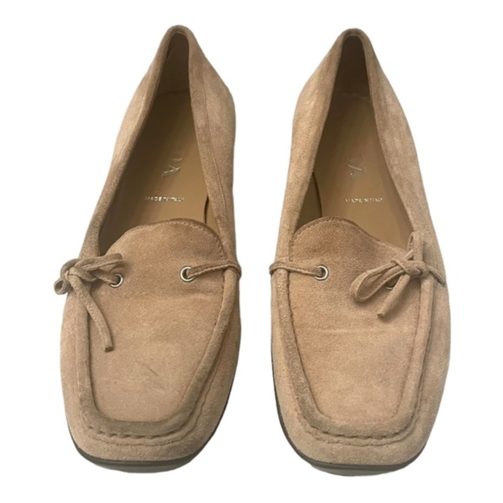 Prada Beige Suede Moccasin Loafers Size 7 - Picture 2 of 13